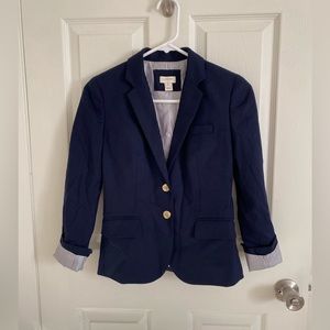 J. CREW Navy Blue Blazer w/Blue Pinstripe Lining w/Gold Metal Buttons, Size 00P